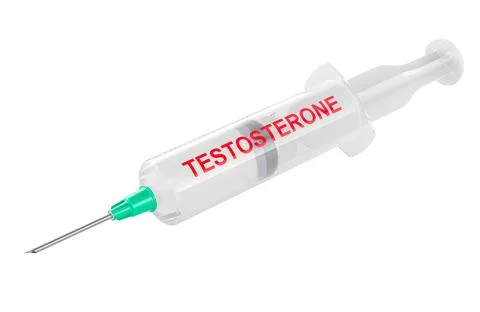 Syringe with Testosterone.  3D rendering Stock Illustration