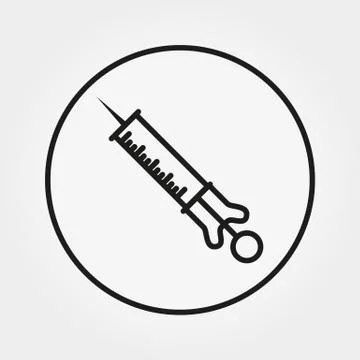 Syringe. Universal Icon. Vector. Editable Thin line. Stock Illustration