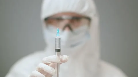 Syringe with a vaccine Stock Footage 146512349