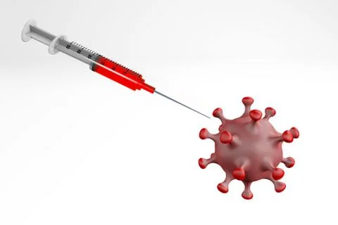 Syringe vacinating corona 3d rendering Stock Illustration