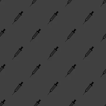 Syringe web icon. flat design. Seamless gray pattern. Illustrazione stock