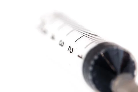Syringe on a white background. macro Stock Photos