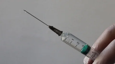 Syringe,Needle, Dripping Close Up Stock Footage 125108214