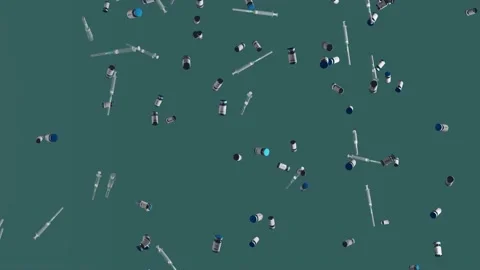 Syringes and vials falling Stock Footage 151574473