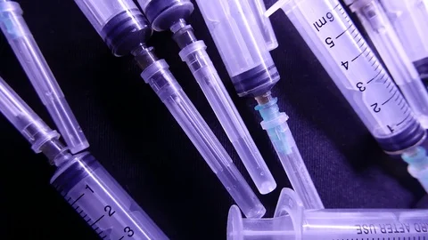 Syringes closeup. 4K UHD Stock Footage 72830729