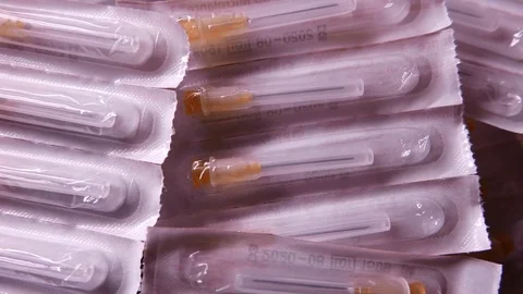 Syringes closeup. 4K UHD Stock Footage 73021089