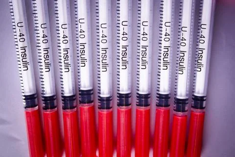 Syringes for insulin Foto stock