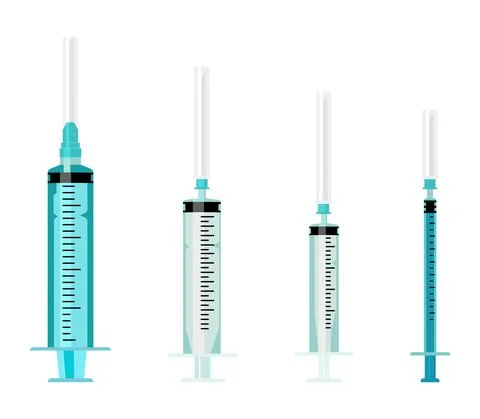 Syringes set vector illustration. Types of syringes. Stock Illustration