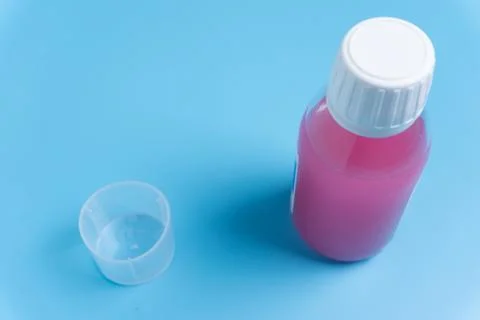 Syrup in a bottle 스톡 사진