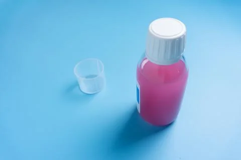 Syrup in a bottle 스톡 사진