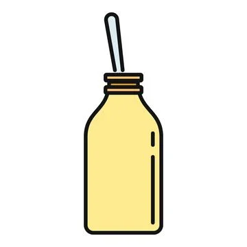 Syrup bottle with spoon icon flat vector design Stock Illustration