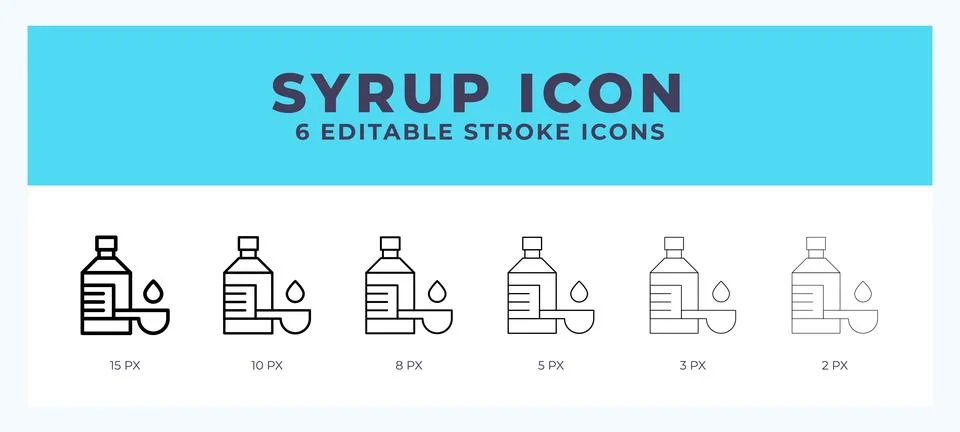 Syrup icon set with different stroke. Design elements for logo. Vector illu.. イラスト素材