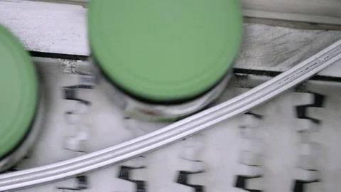 Syrup jars on a production line Stock Footage 82076772