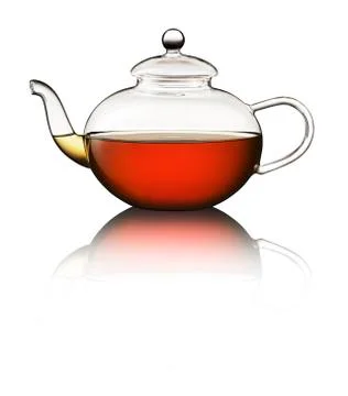 Syrup teapot on white background with reflection. Foto stock