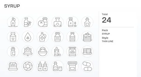 Syrup Ultimate Vector Package with 24 Retina Ready Thin Line Pixel Aligned .. Stock Illustration
