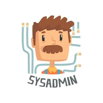 Sysadmin, computer and technical support cartoon vector illustration Stock Illustration