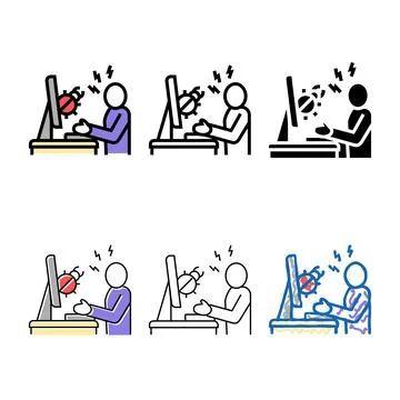 Sysadmin fixing debug variations color icon vector 스톡 일러스트
