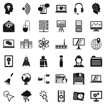 System access icons set, simple style Illustrazione stock