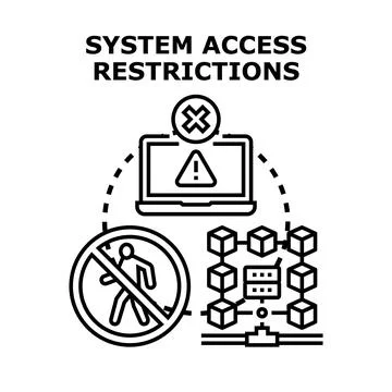 System access restrictions limiting data network access Stock Illustration