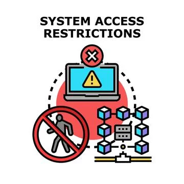 System access restrictions limiting data network access Stock Illustration
