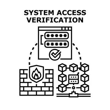 System access verification with network security and authentication process Stock Illustration