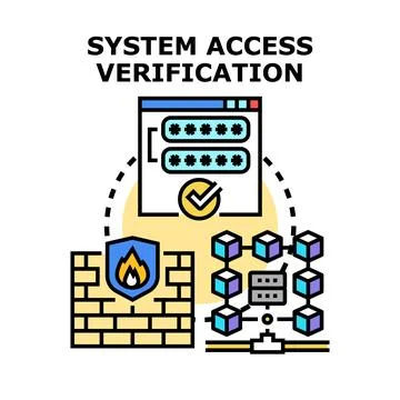 System access verification with network security and authentication process Stock Illustration