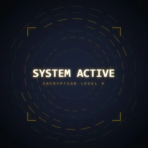 System Active Encryption Level 0 Digital HUD Interface Futuristic Sci-Fi Da.. Stock Footage 348198377