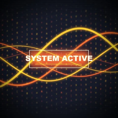 System Active Glowing Lines Overlaying Digital Matrix Background - Futurist.. Stock Footage 348230168