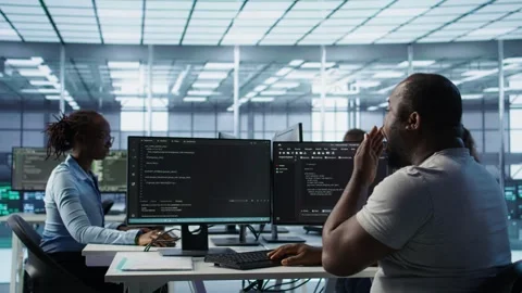 System admin feeling ill, having fever while working in data center Stock Footage 319250757