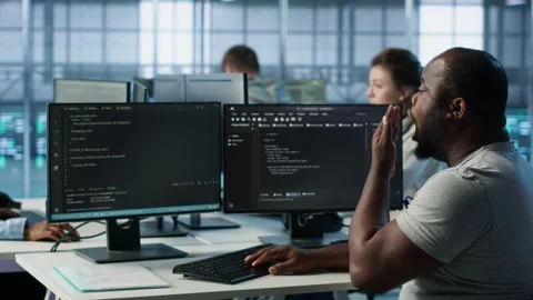 System admin feeling ill, having fever while working in data center Stock Footage 319253430