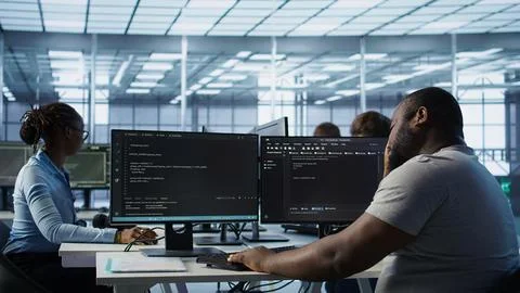 System admin feeling ill, having fever while working in data center Foto stock