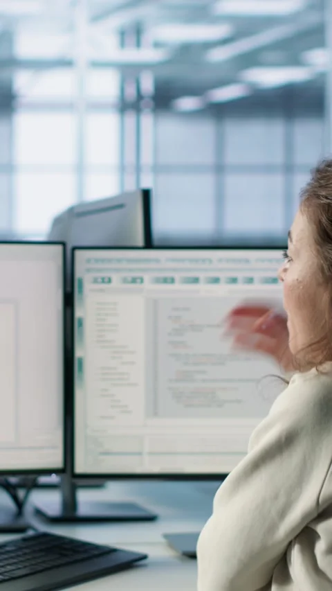 System admin working in computer network security data center Stock Footage 319518030