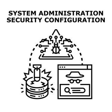 System administration security configuration managing digital infrastructure. 库存插图