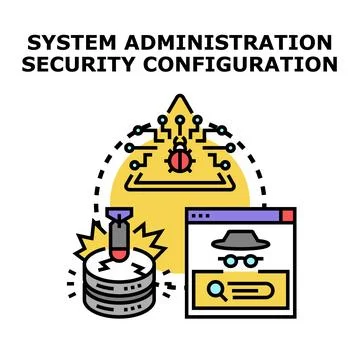 System administration security configuration protecting data against cyber .. 스톡 일러스트