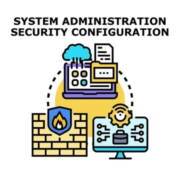 System administration security configuration protecting data Stock Illustration