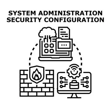 System administration security configuration protecting data Stock Illustration