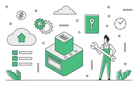 System administration server Stock Illustration