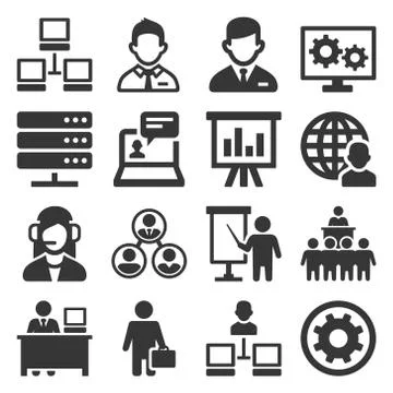 System Administrator and Operator Icons Set. Vector イラスト素材