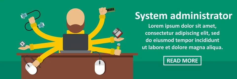 System administrator banner horizontal concept Illustrazione stock
