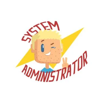 System administrator, computer and technical support cartoon vector illustration Stock Illustration