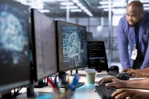 System administrator in data center developing artificial intelligence Stock Photos