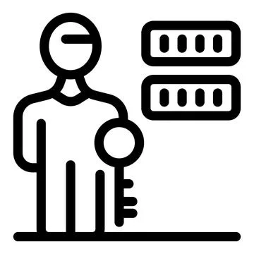 System administrator holding key accessing server data center イラスト素材