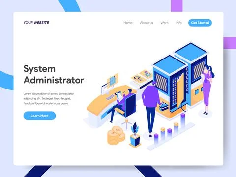 System Administrator Isometric Illustration for website page Stock-Illustration