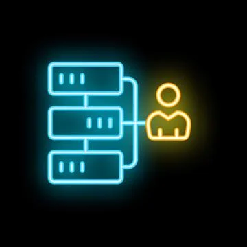 System administrator managing data servers neon sign icon Stockillustratie
