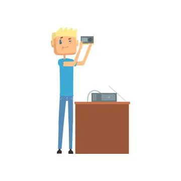 System administrator, networking service cartoon vector illustration Stock Illustration