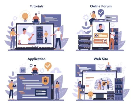 System administrator online service or platform set. Configuration Stock Illustration