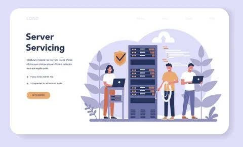 System administrator. People working on computer and doing Illustrazione stock