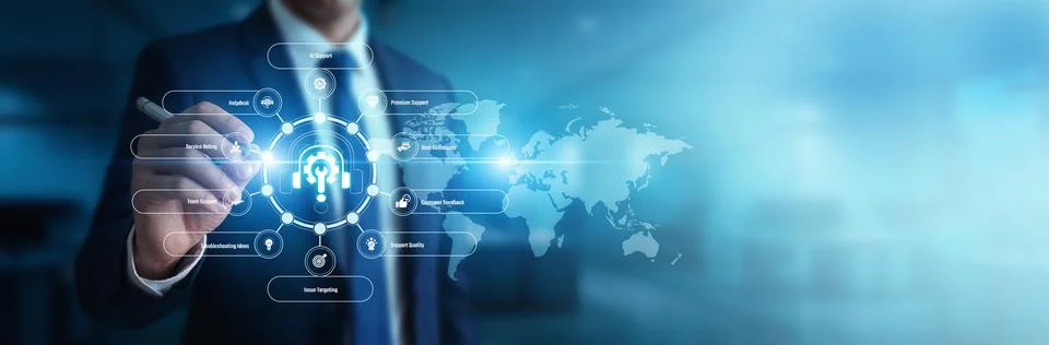 System administrator resolving client queries pointing toward Technical sup.. Stock Photos