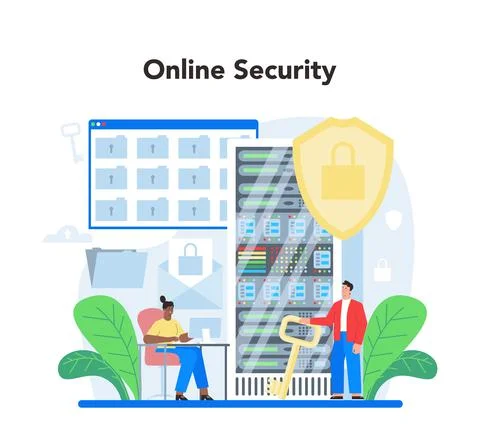 System administrator. Technical work with server, online security. Stock Illustration