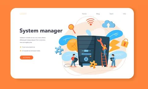 System administrator web banner or landing page Stock Illustration